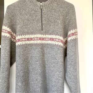 Woolrich 1/4 Zip Heather Gray 100% Lambs Wool